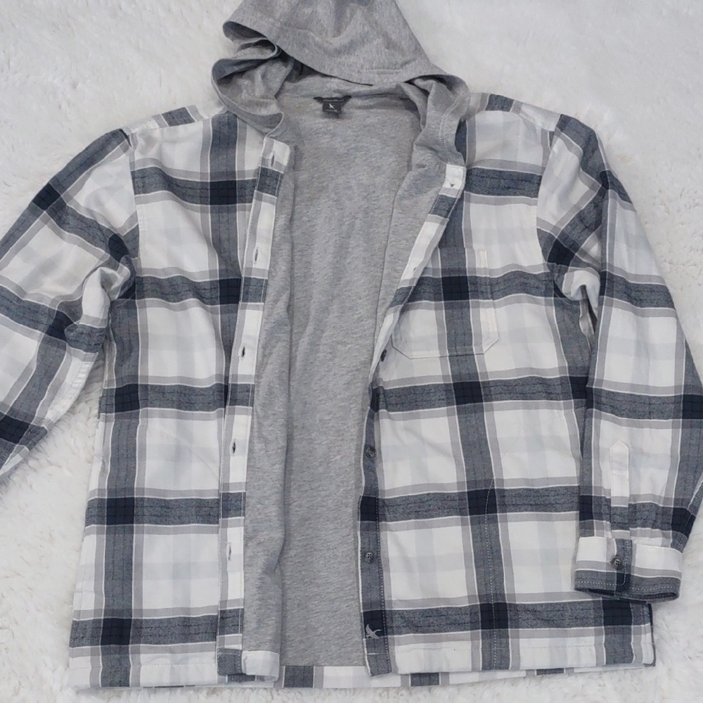 EDDIE BAUER Gray Plaid Hooded Jacket - Picture 9 of 17